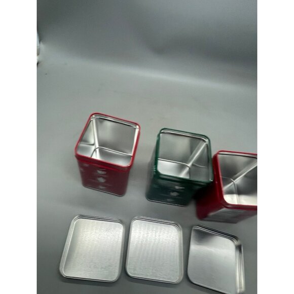 Christmas empty set of 3 tins swiss miss green red snow rectangle Knome READ - Picture 8 of 8